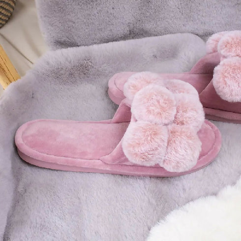 Women Fluffy Plush Faux Fur Indoor Ladies Slippers